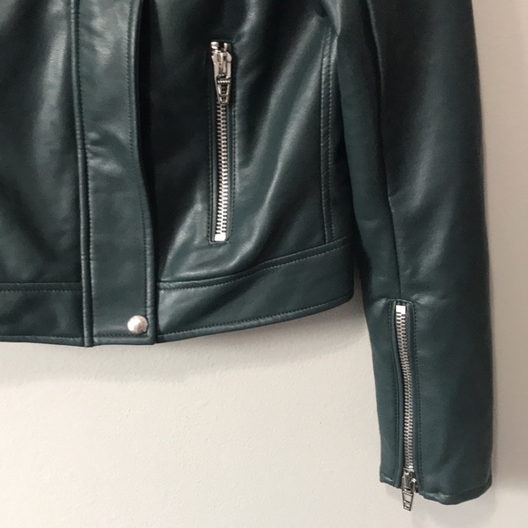 BlankNYC High Collar Vegan Leather Sky Walker Hunter Green Moto Jacket XS - Picture 8 of 16